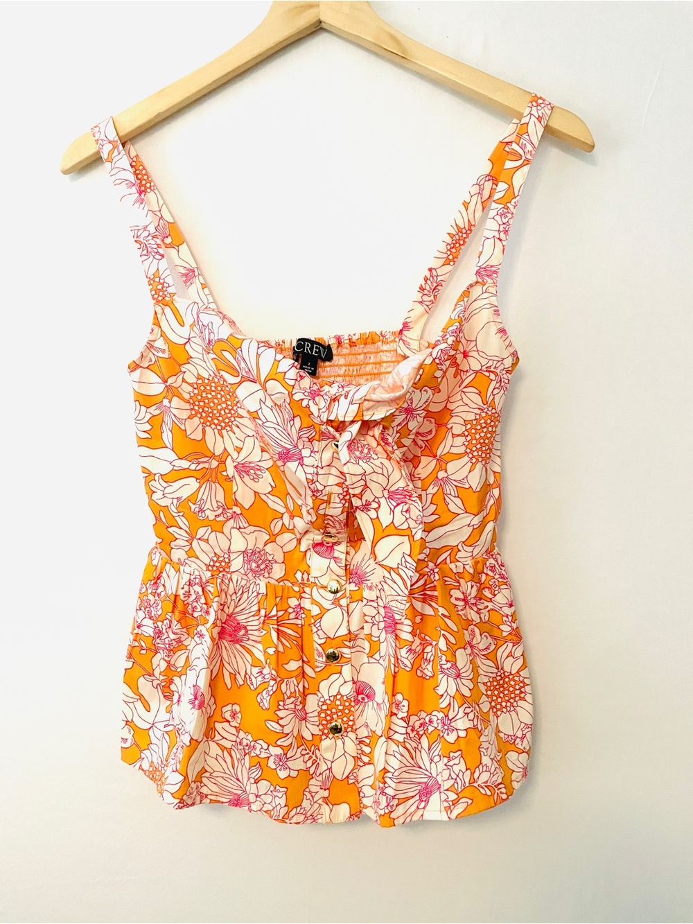 J. Crew Orange and Pink Floral Button-Front Camisole